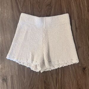 moon & madison High Waist Knit Shorts - Cream
